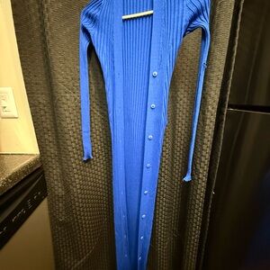 Chic Long Sleeve Royal Blue Cardigan